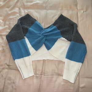 Color block Cropped Twist Sweater